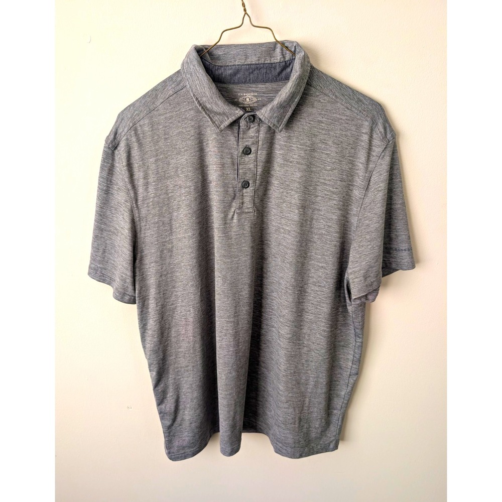 G.H. Bass & Co. Polo Shirt Men's XL Gray Short Sleeve Solid Stretch Knit
